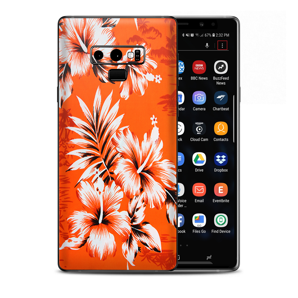 Orange Tropical Hibiscus Flowers Samsung Galaxy Note 9 Skin