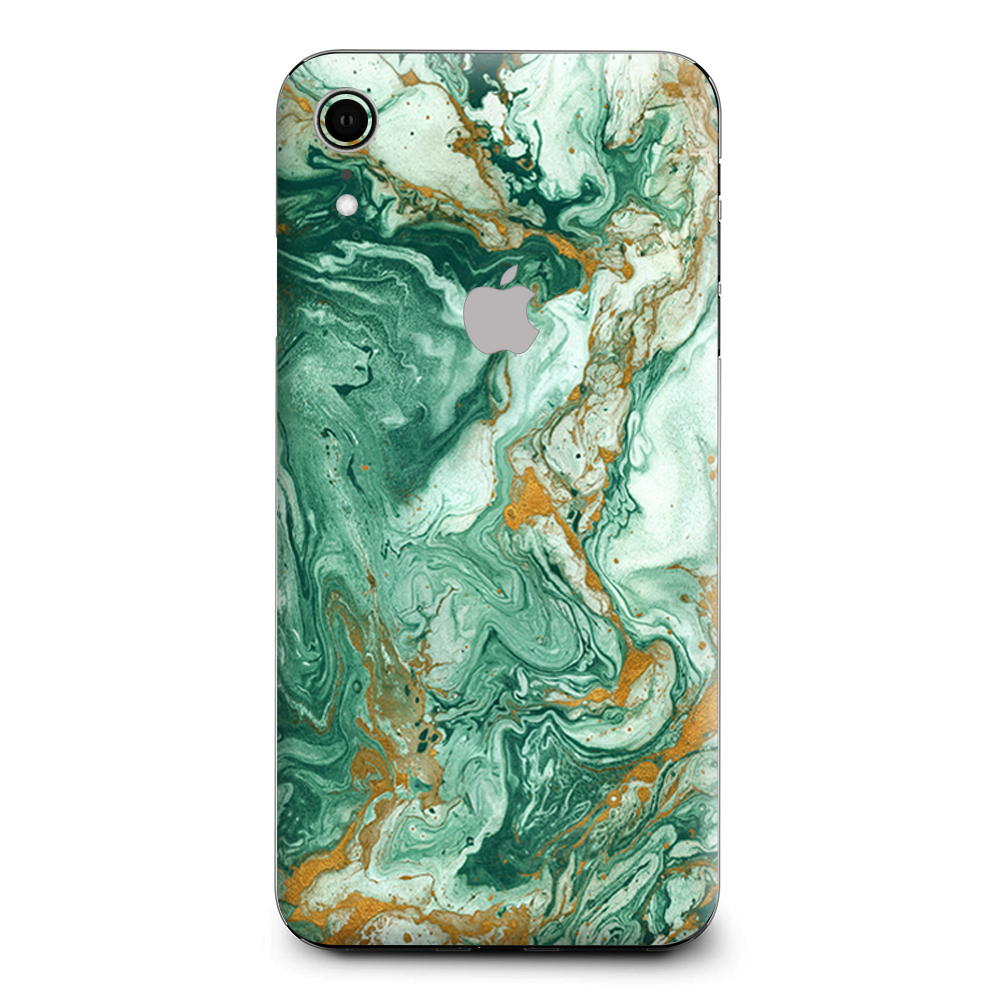 Marble Paint Swirls Green Apple iPhone XR Skin