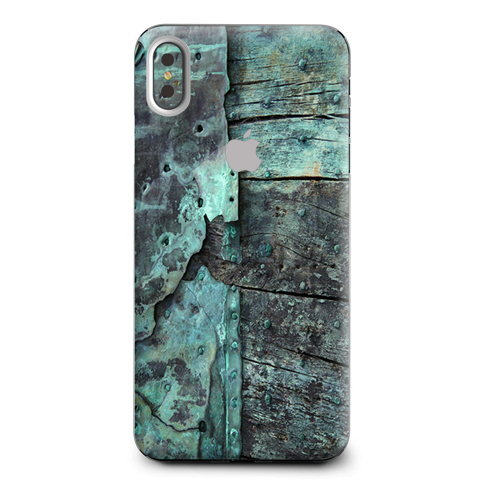 Patina Metal And Wood Blue Apple iPhone XS Max Skin