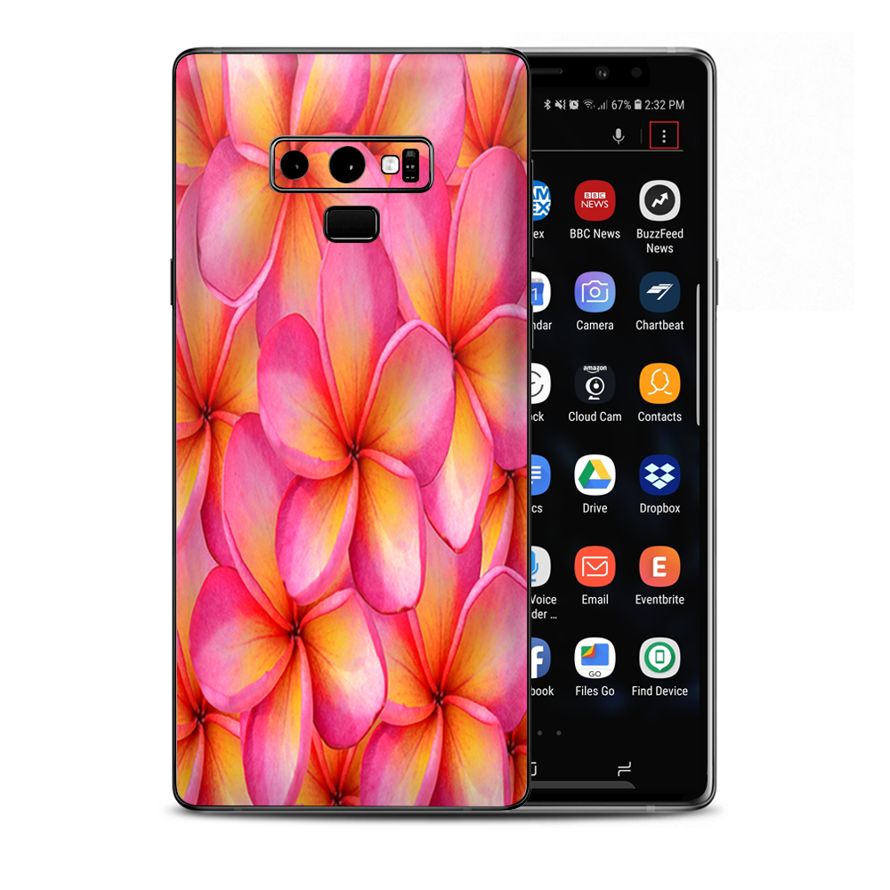 Plumerias Pink Flowers Samsung Galaxy Note 9 Skin