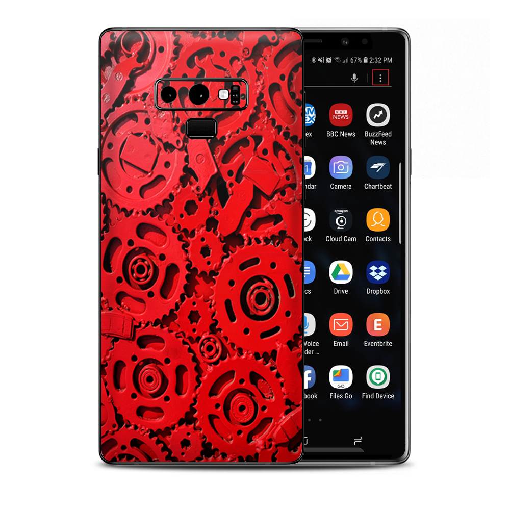 Red Gears Cog Cogs Steam Punk Samsung Galaxy Note 9 Skin