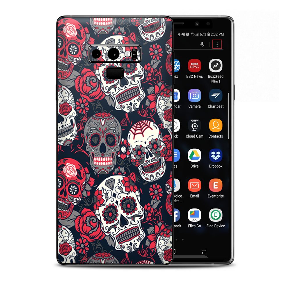 Sugar Skulls Red Black Dia De Los Samsung Galaxy Note 9 Skin