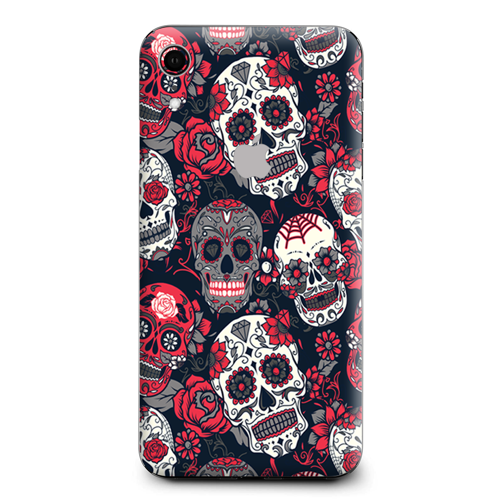 Sugar Skulls Red Black Dia De Los Apple iPhone XR Skin