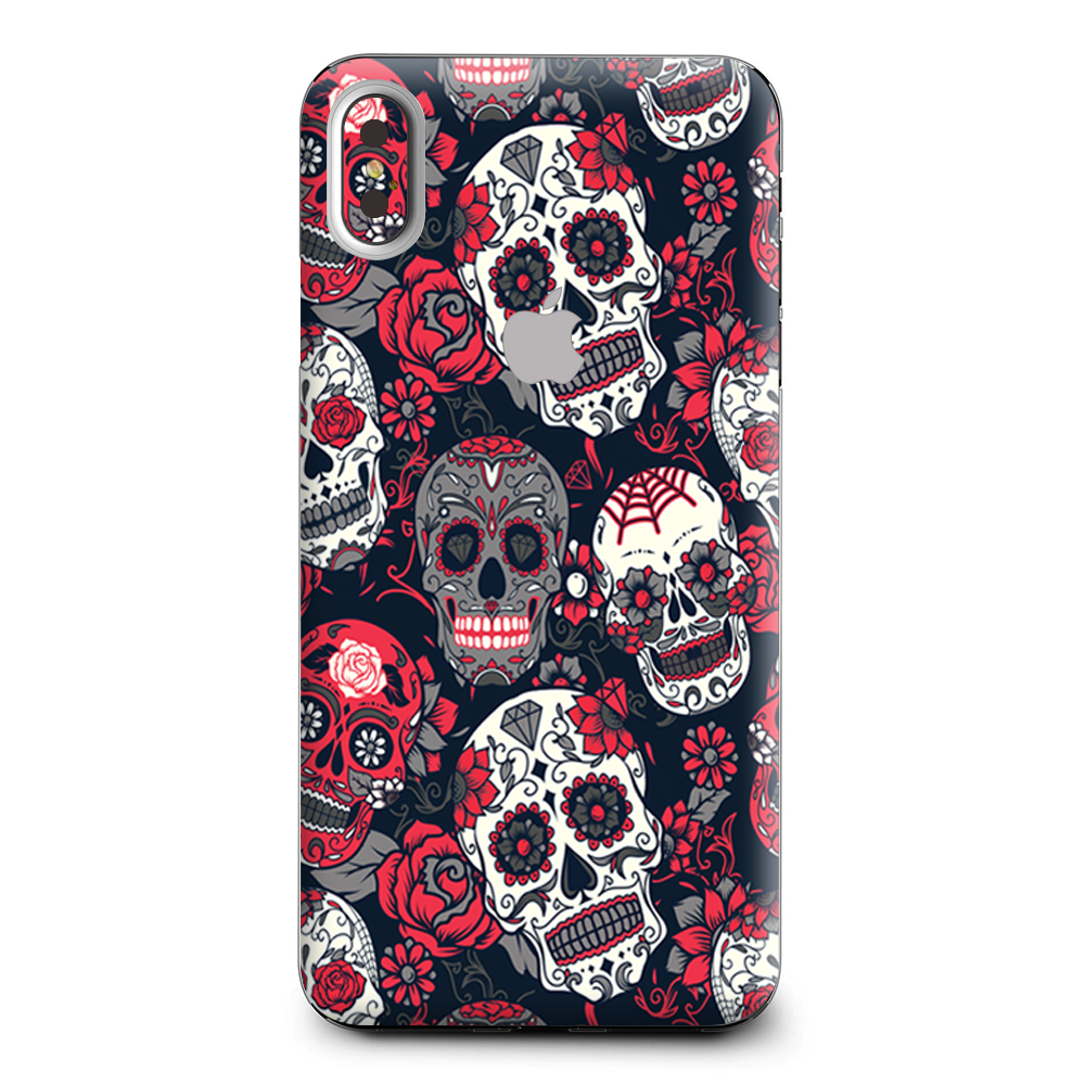 Sugar Skulls Red Black Dia De Los Apple iPhone XS Max Skin