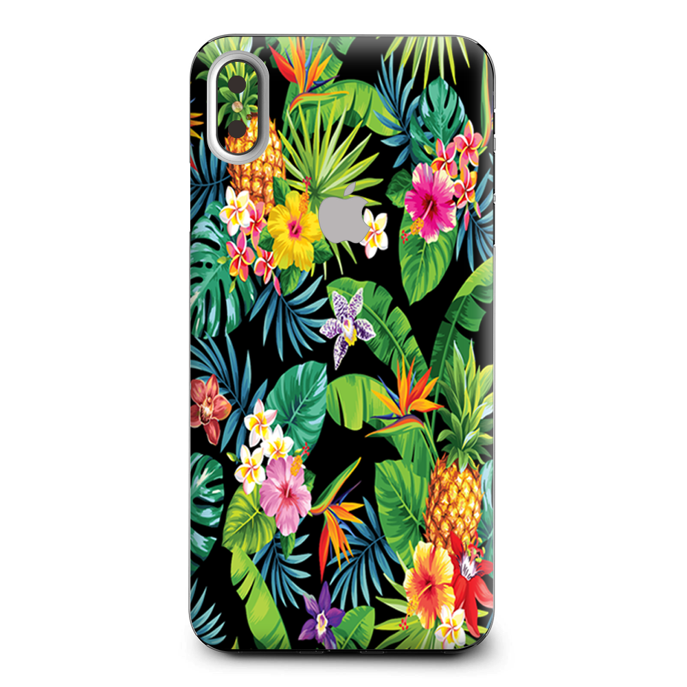 Tropical Flowers Pineapple Hibiscus Hawaii Apple iPhone XS Max Skin