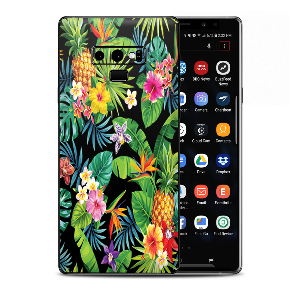 Tropical Flowers Pineapple Hibiscus Hawaii Samsung Galaxy Note 9 Skin