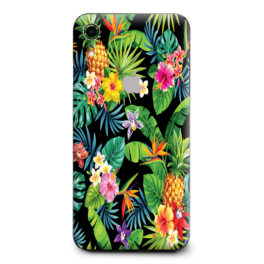 Tropical Flowers Pineapple Hibiscus Hawaii Apple iPhone XR Skin