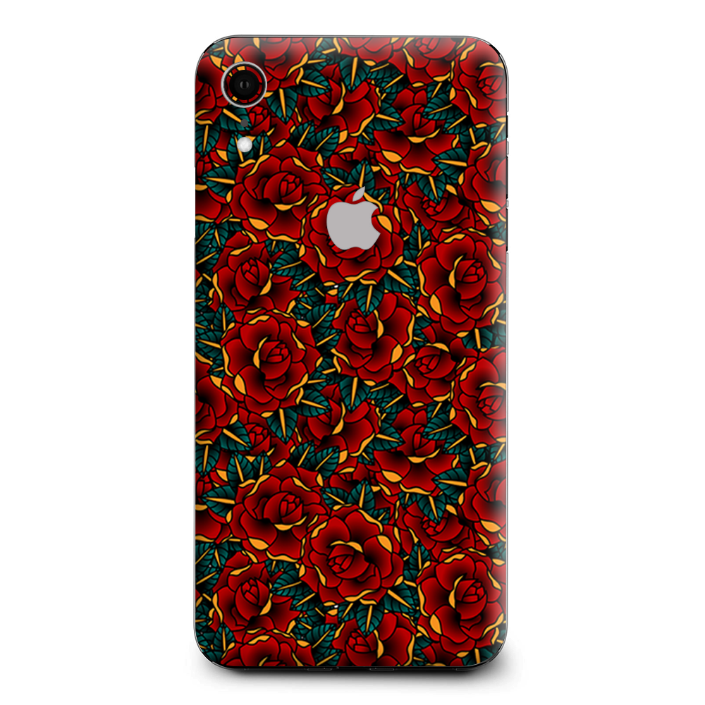 Red Gold Roses Tattoo Apple iPhone XR Skin