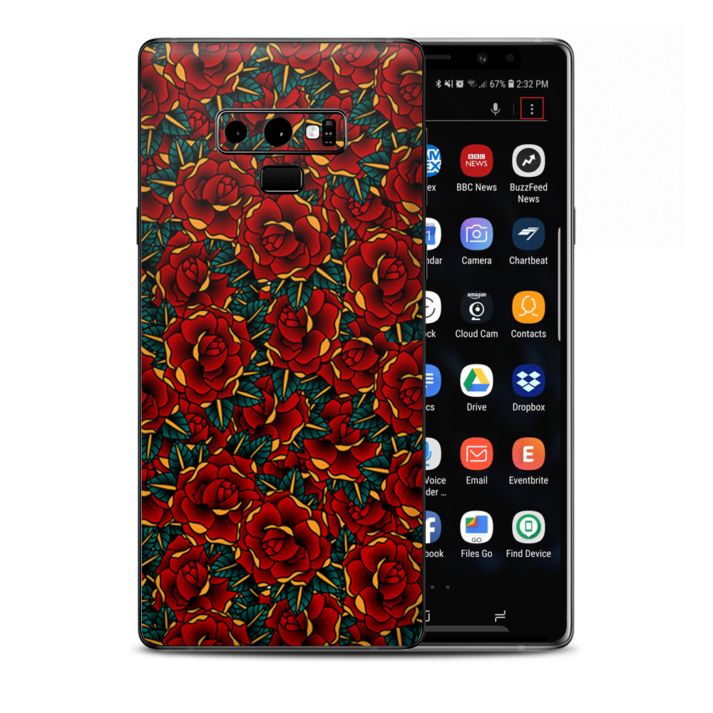 Red Gold Roses Tattoo Samsung Galaxy Note 9 Skin