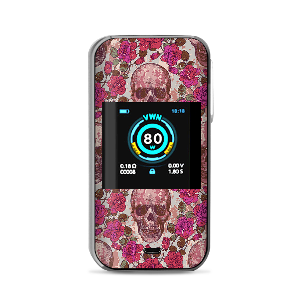  Pink Roses With Skulls Distressed Vaporesso Luxe Nano Kit Skin