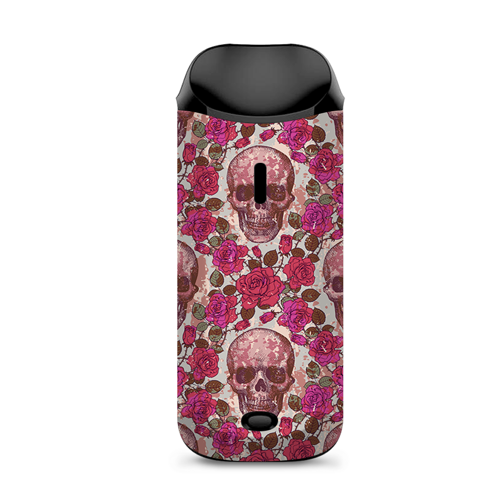  Pink Roses With Skulls Distressed Vaporesso Nexus AIO Kit Skin
