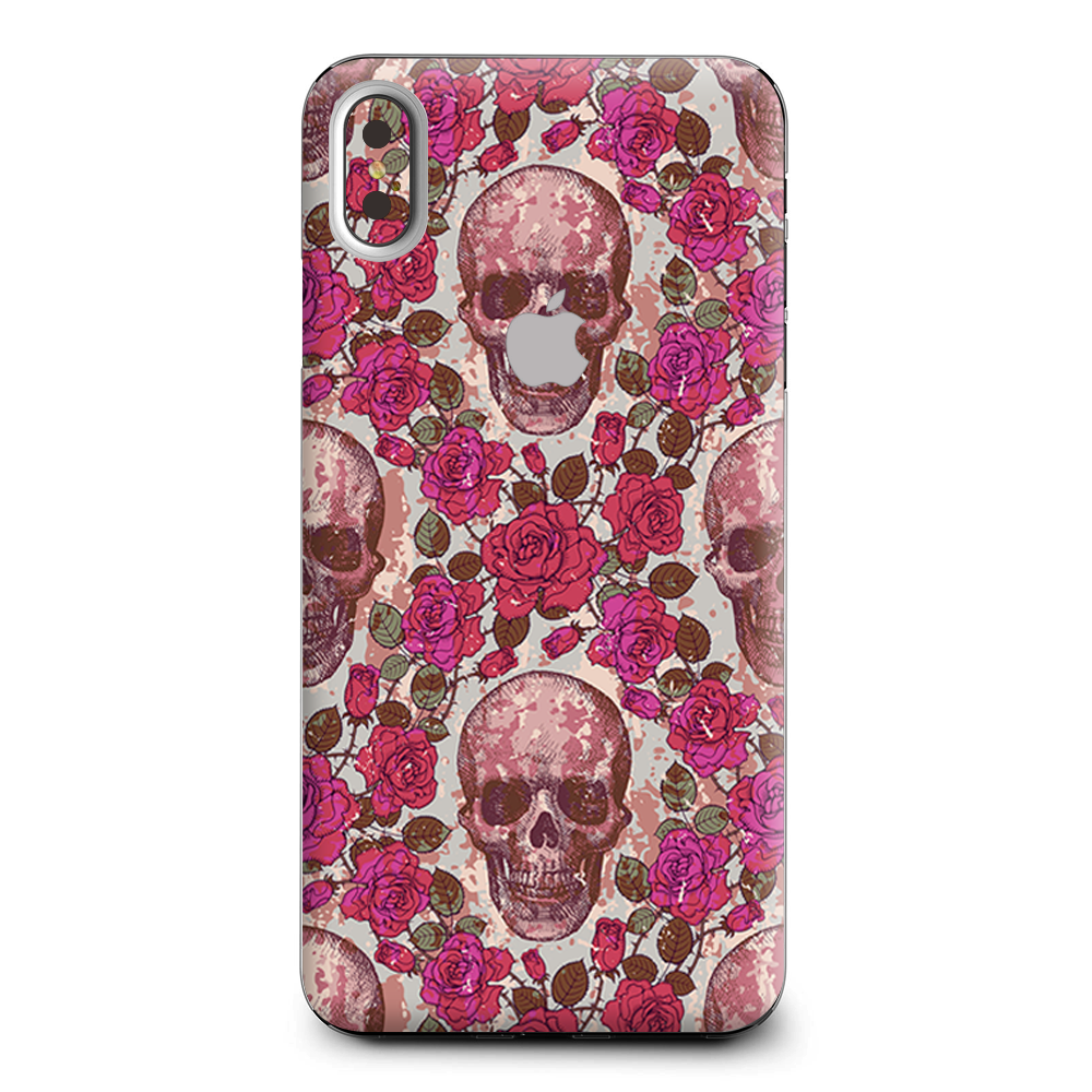 Pink Roses With Skulls Distressed Apple iPhone XS Max Skin