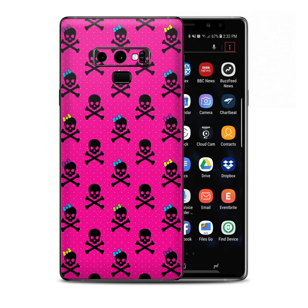 Girl Bow Skulls Feminine Pink Samsung Galaxy Note 9 Skin