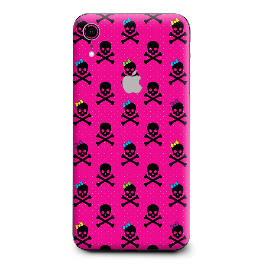 Girl Bow Skulls Feminine Pink Apple iPhone XR Skin