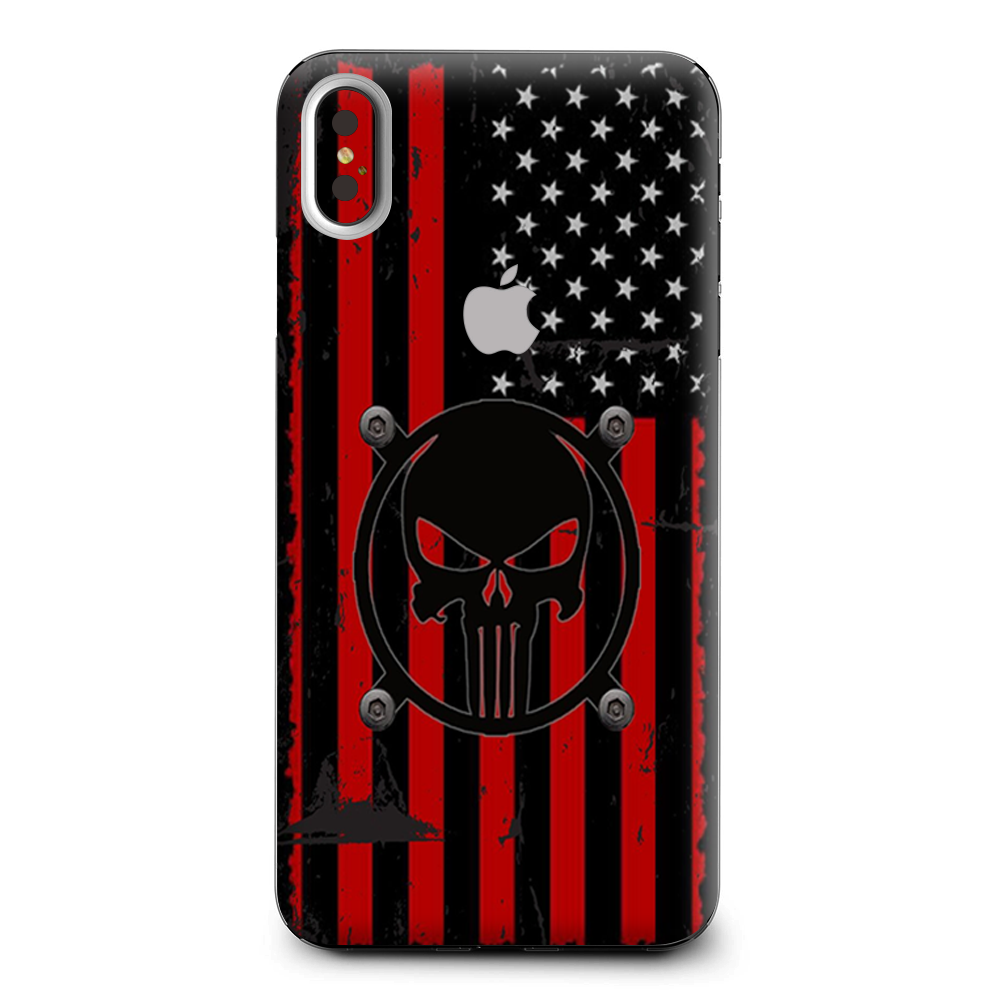 Red American Flag Black Punish Badge Apple iPhone XS Max Skin