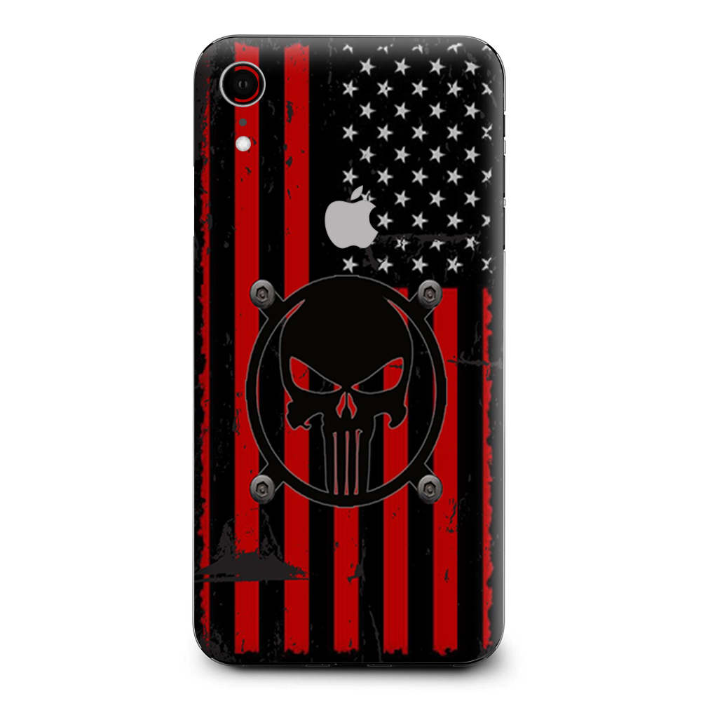Red American Flag Black Punish Badge Apple iPhone XR Skin