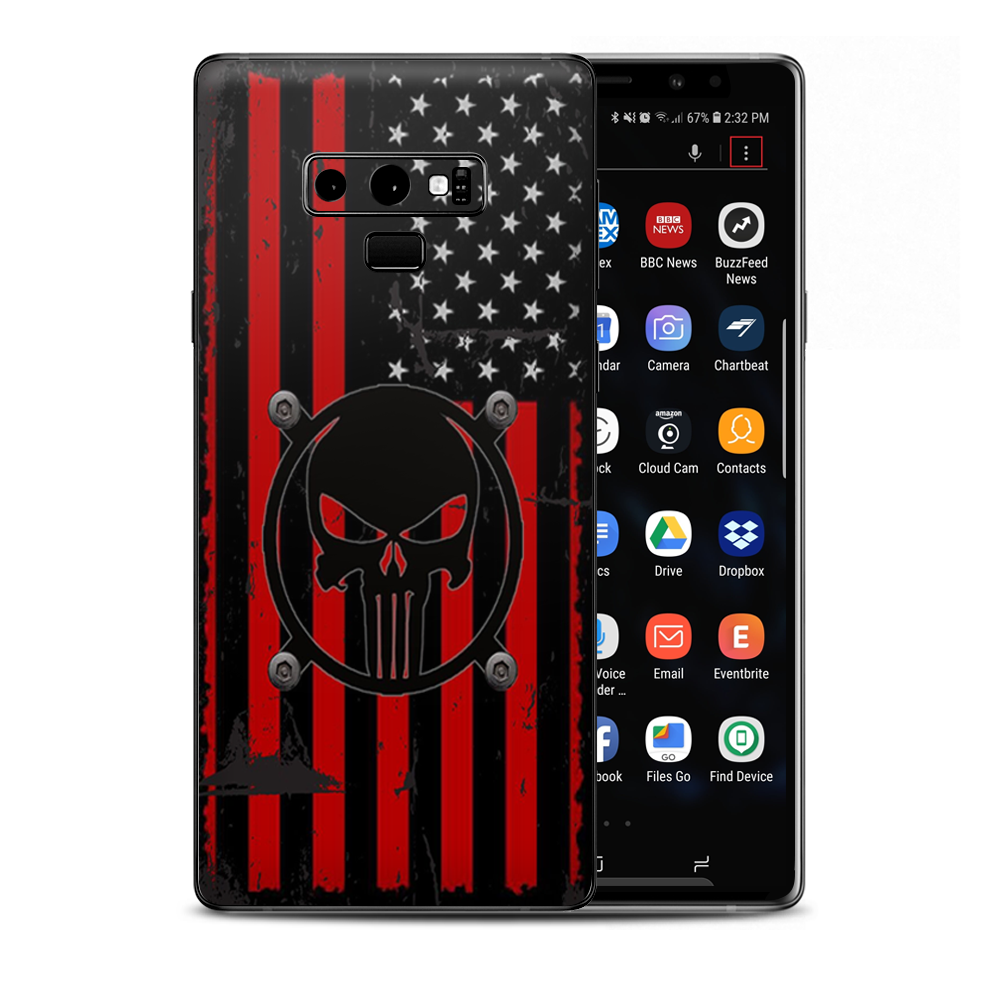 Red American Flag Black Punish Badge Samsung Galaxy Note 9 Skin