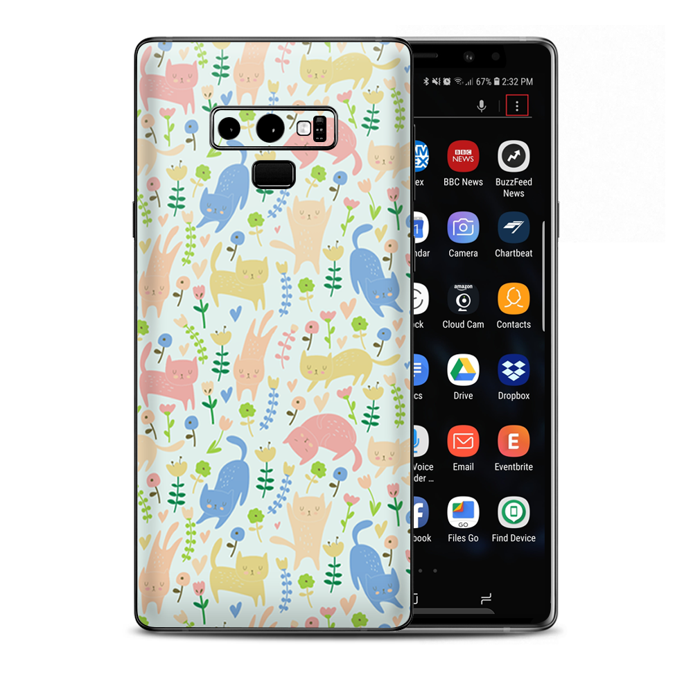 Cats Kittens Playful Flowers Samsung Galaxy Note 9 Skin