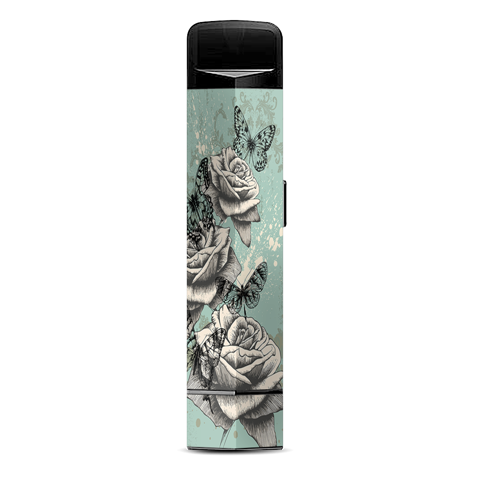  Butterflies Roses Teal Distressed Vintage Suorin Edge Pod System Skin