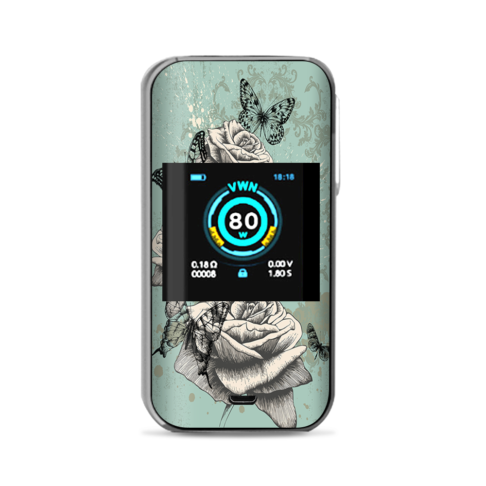  Butterflies Roses Teal Distressed Vintage Vaporesso Luxe Nano Kit Skin