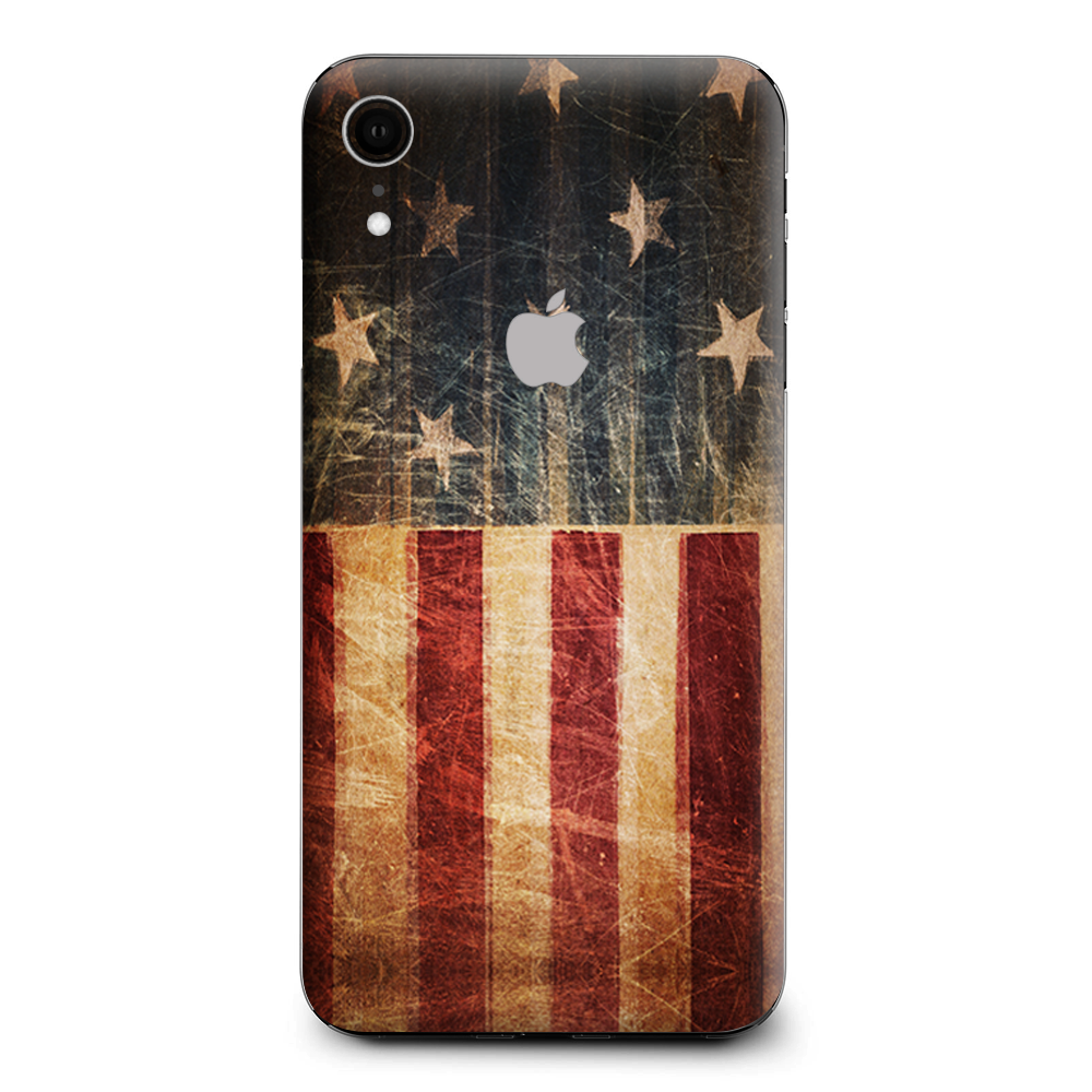 Vintage American Flag Distressed Red White Blue Apple iPhone XR Skin