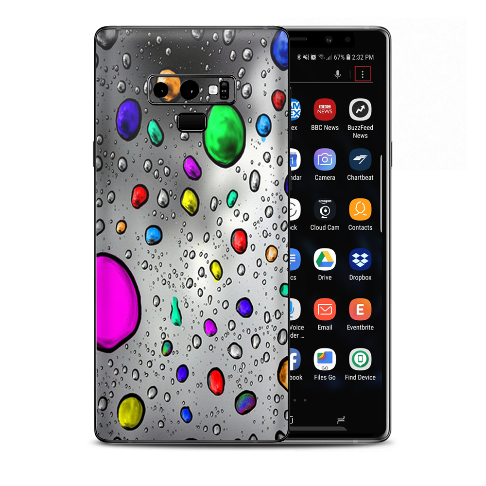 Colored Rain Drops 3D Effect Samsung Galaxy Note 9 Skin