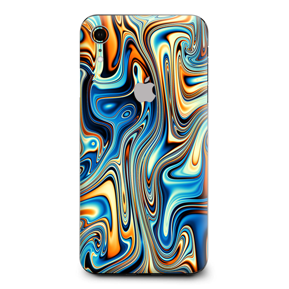 Blue Orange Psychadelic Oil Slick Apple iPhone XR Skin