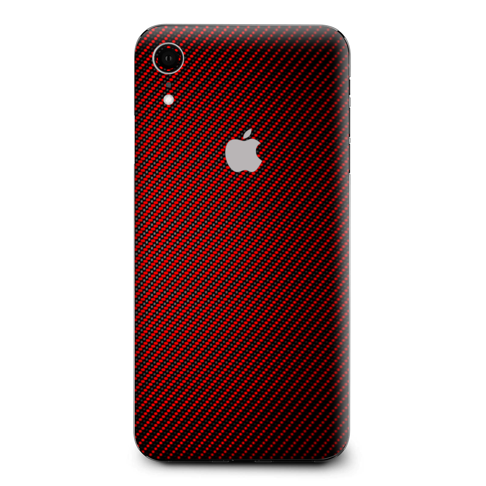 Red Black Carbon Fiber Weave Graphite 3D Apple iPhone XR Skin