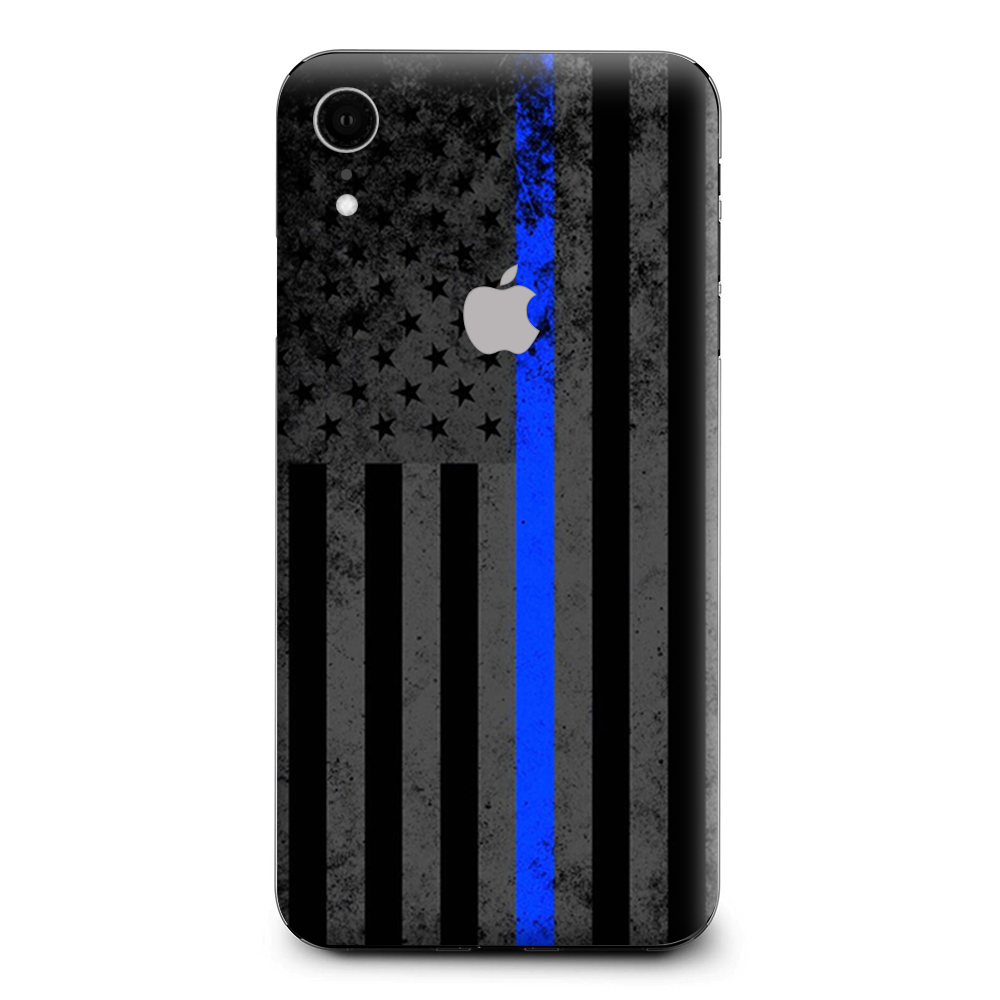 Thin Blue Line American Flag Distressed Apple iPhone XR Skin