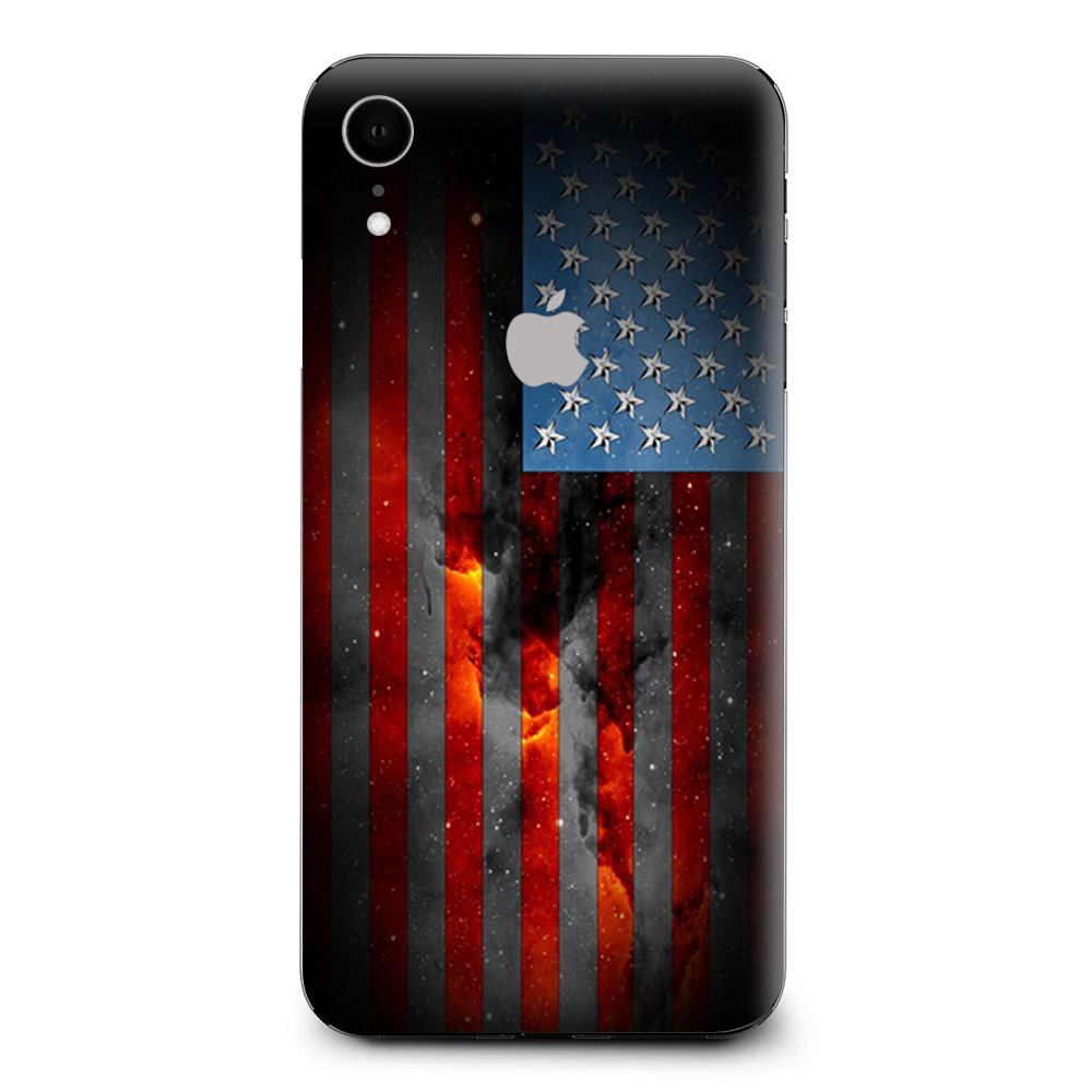 Dark Distressed American Flag Sky Stars Galaxy Apple iPhone XR Skin