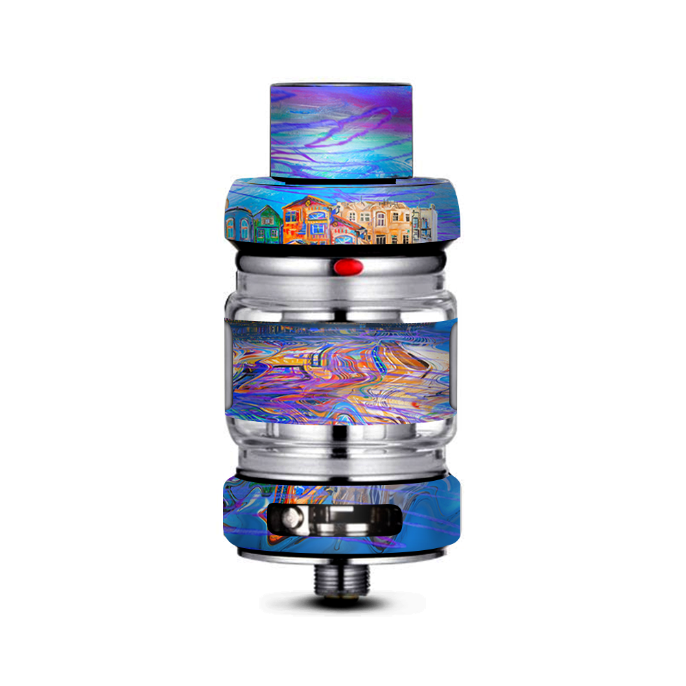  Colorful Oil Painting Water Reflection Town Homes Freemax Mesh Pro Tank Skin
