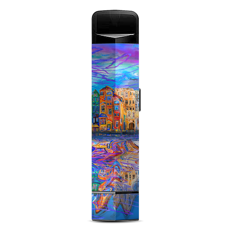  Colorful Oil Painting Water Reflection Town Homes Suorin Edge Pod System Skin