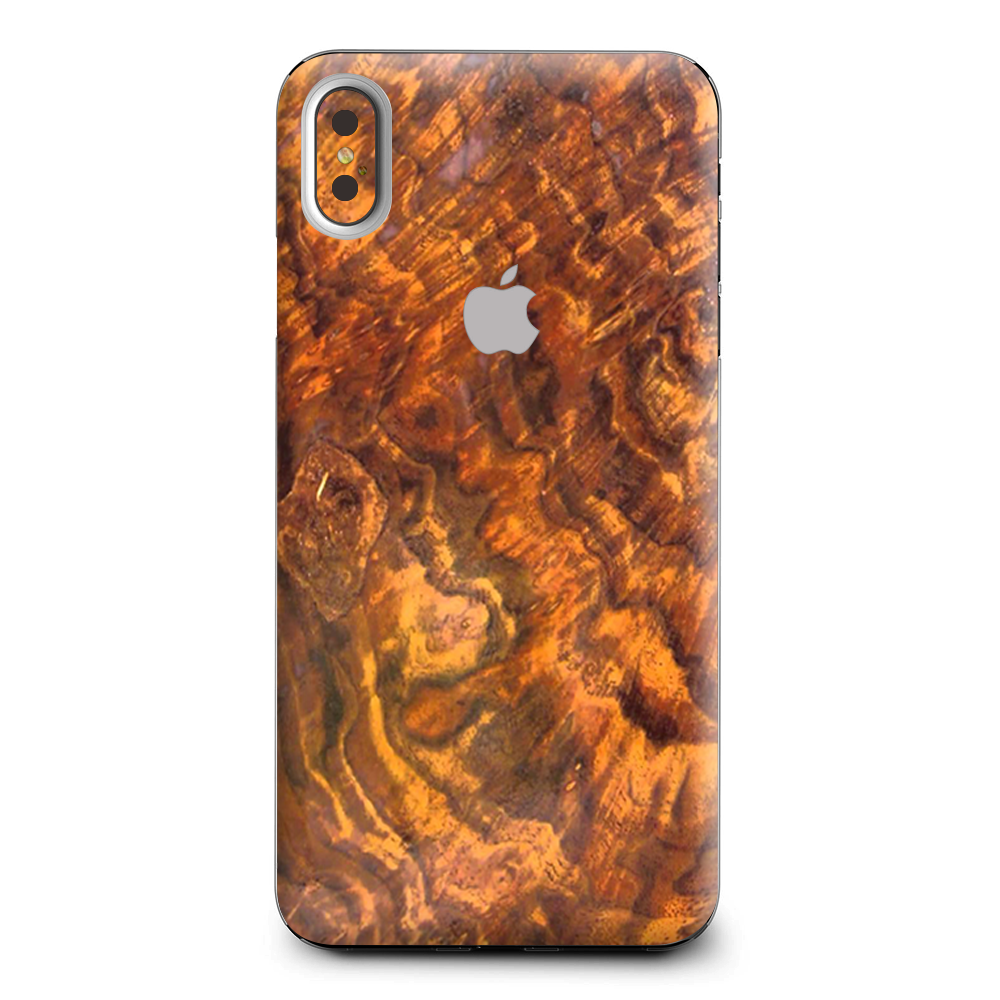 Orange Burnt Burl Wood Aged Apple iPhone XS Max Skin