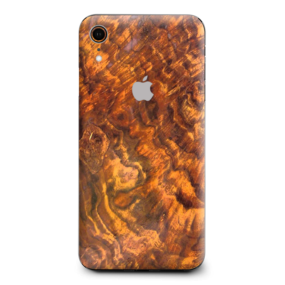 Orange Burnt Burl Wood Aged Apple iPhone XR Skin