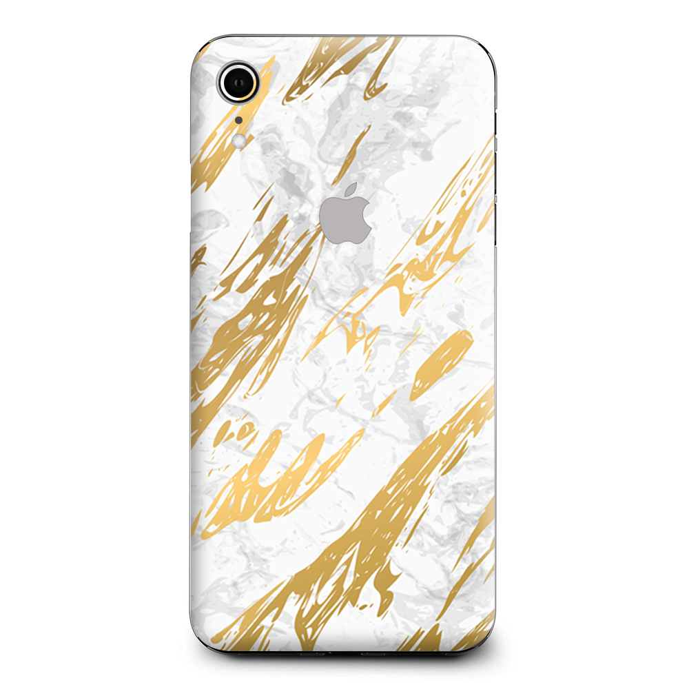 Gold Marble White Granite Stone Slate Apple iPhone XR Skin