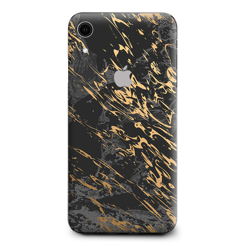 Gold Marble Dark Gray Background Apple iPhone XR Skin