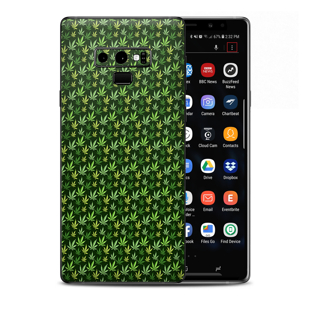 Pot Leaves Small Green Stoner Samsung Galaxy Note 9 Skin