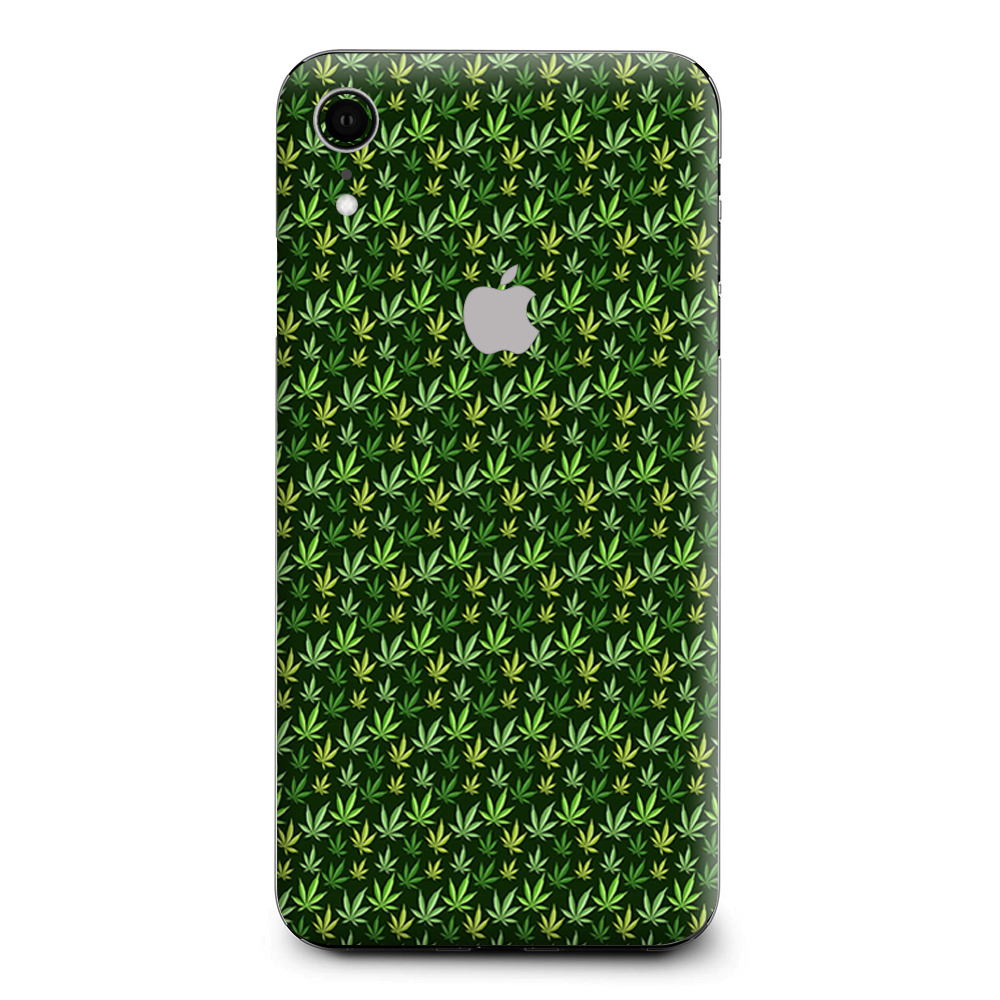 Pot Leaves Small Green Stoner Apple iPhone XR Skin