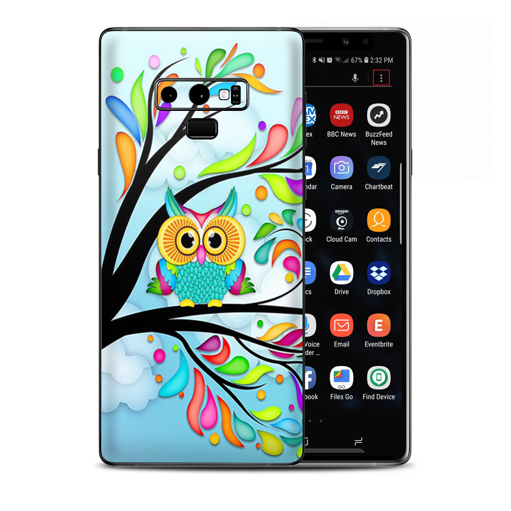 Colorful Artistic Owl In Tree Samsung Galaxy Note 9 Skin