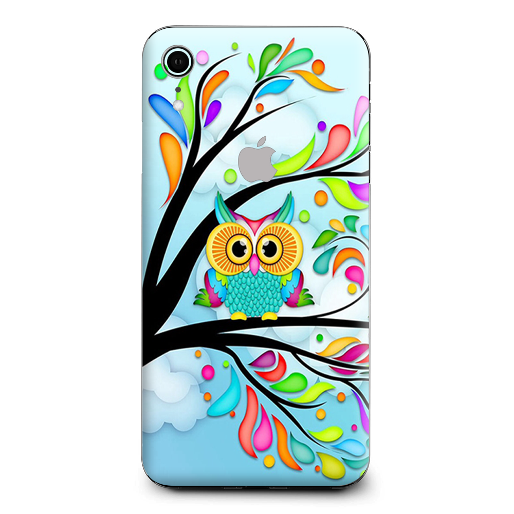 Colorful Artistic Owl In Tree Apple iPhone XR Skin