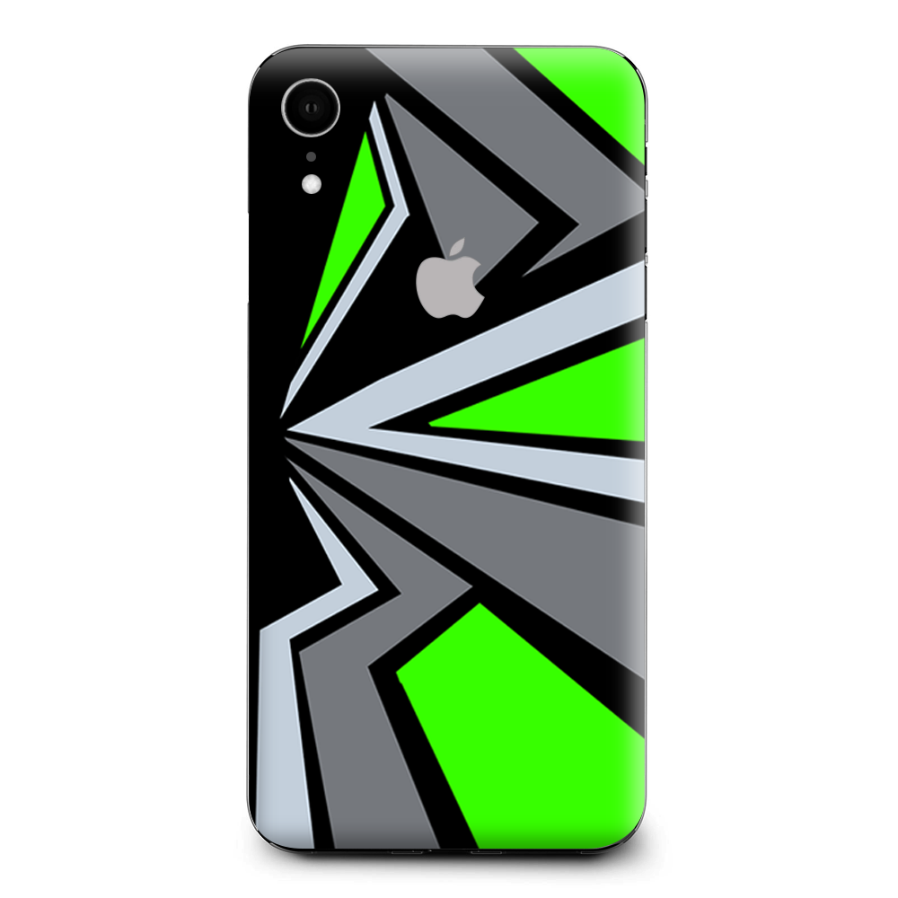 Tripy Triangle Pattern Green Grey Apple iPhone XR Skin