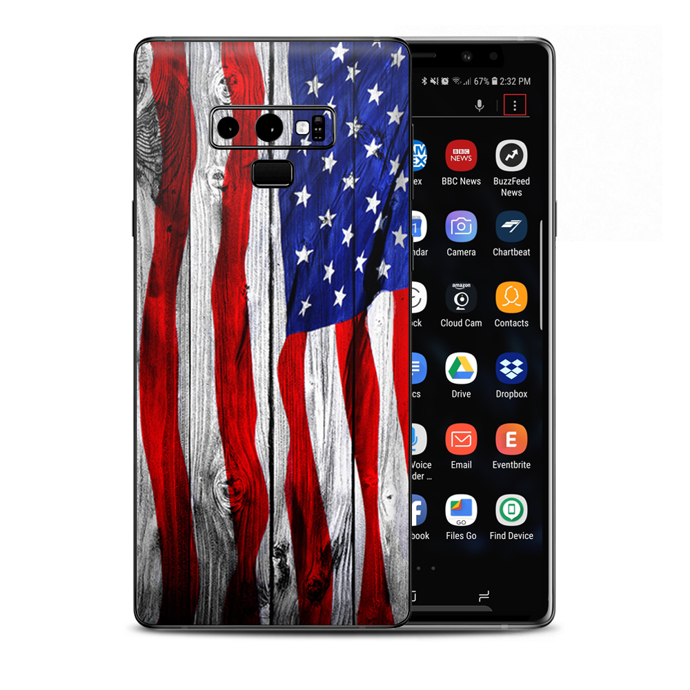 American Flag On Wood Samsung Galaxy Note 9 Skin