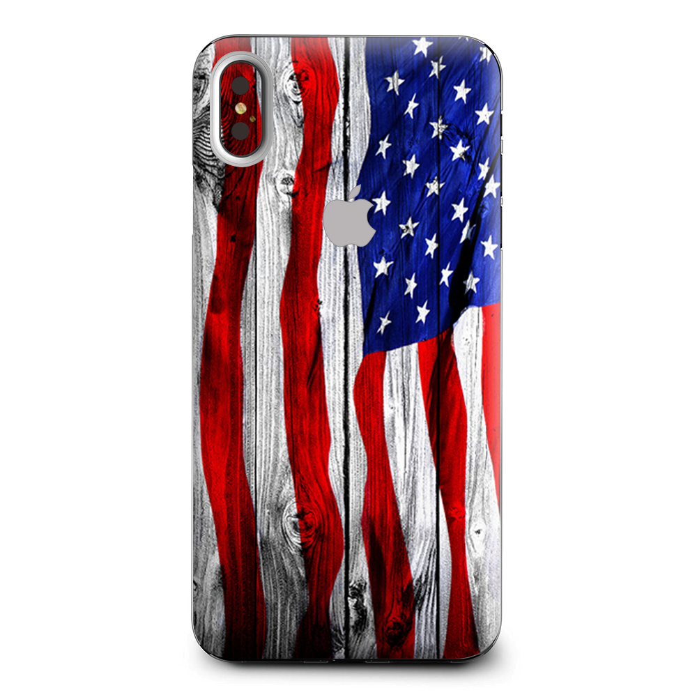 American Flag On Wood Apple iPhone XS Max Skin