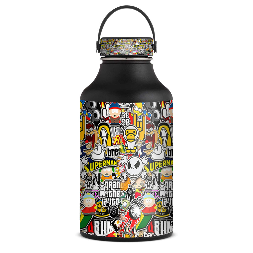 Hydroflasks with stickers shops on them