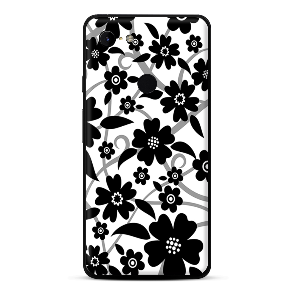 Black White Flower Print
