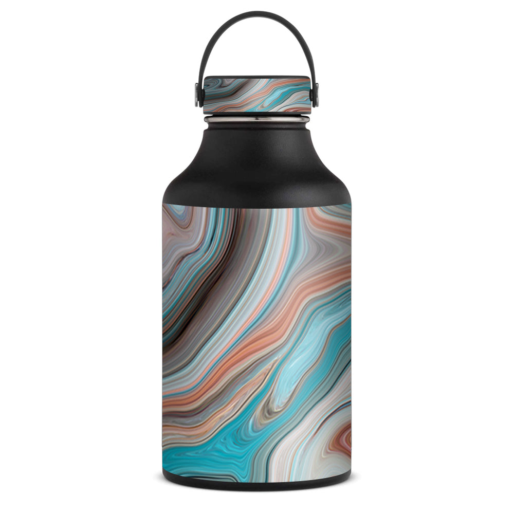 Teal Blue Brown Geode Stone Marble Skin For Hydro Flask 60oz