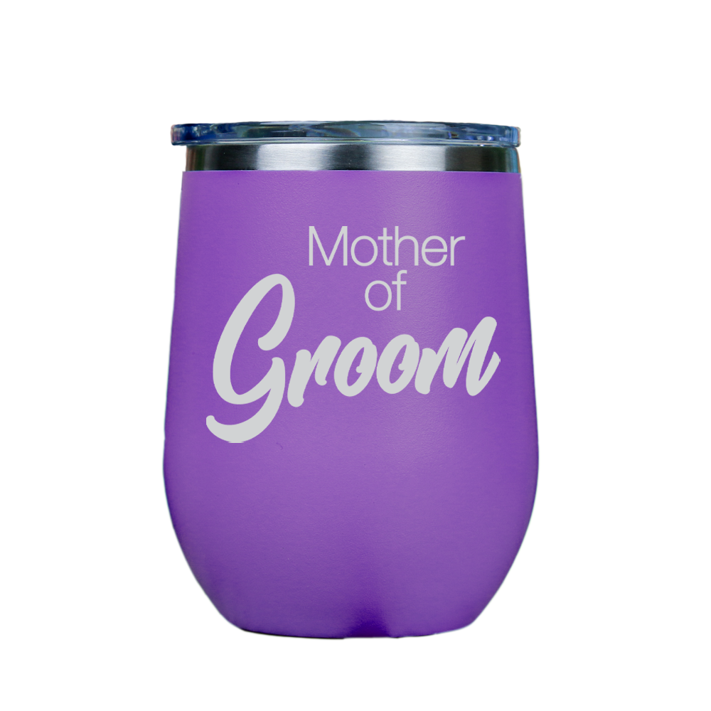 Mother of Groom  - Purple Stainless Steel Stemless Wine Glass