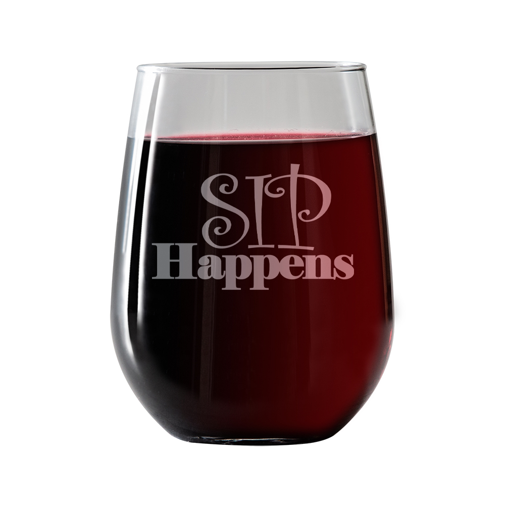 Sip Happens  Stemless Wine Glass
