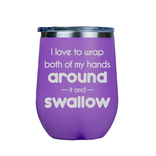 I love to wrap both of my hands around  - Purple Stainless Steel Stemless Wine Glass