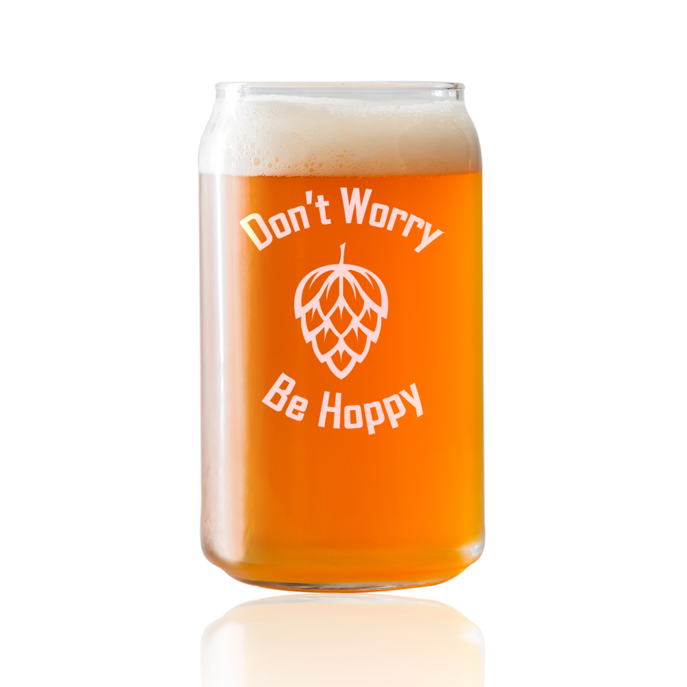 Don't Worry, Be Hoppy  Beer Pint Glass